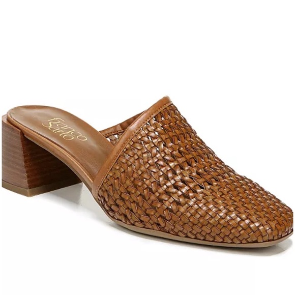 Franco Sarto Nalla leather mules slides shoes sz 10 woven - Picture 1 of 8